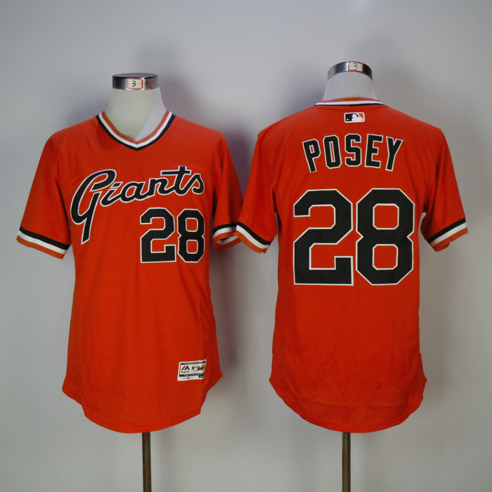 Men San Francisco Giants #28 Posey Orange Elite MLB Jerseys